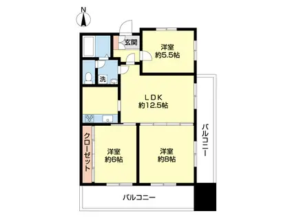 マンション FTY(3LDK/3階)の間取り写真
