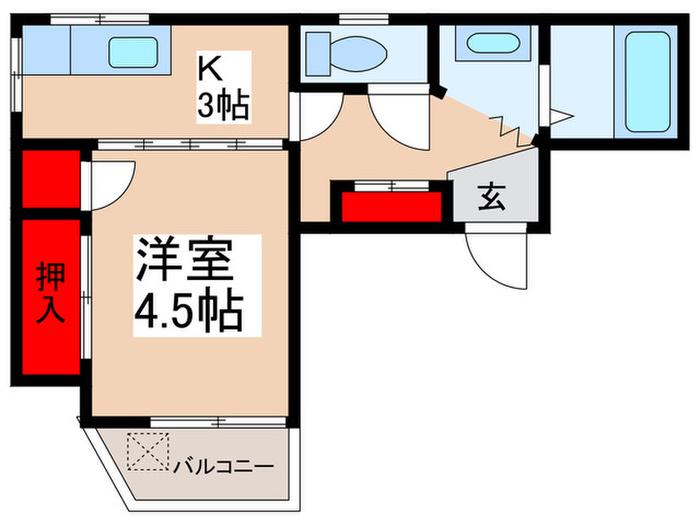 サンハイツ東(1K/5階)の間取り写真