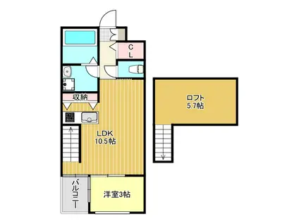 クレストK II(1LDK/2階)の間取り写真