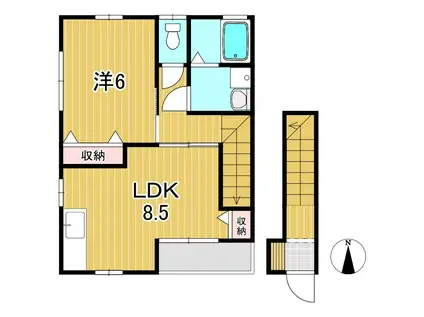 リッツガーデン久慈B(1LDK/2階)の間取り写真