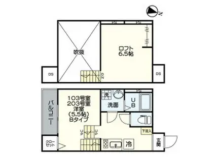 LUNAFORZA柴田(1K/1階)の間取り写真