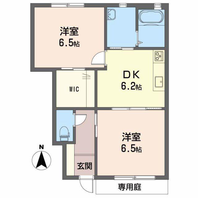 テラスコート東垣生A棟(2DK/1階)の間取り写真