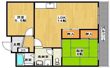 エミネンス千里(2LDK/2階)の間取り写真