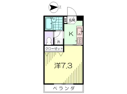 サンフラット(1K/2階)の間取り写真