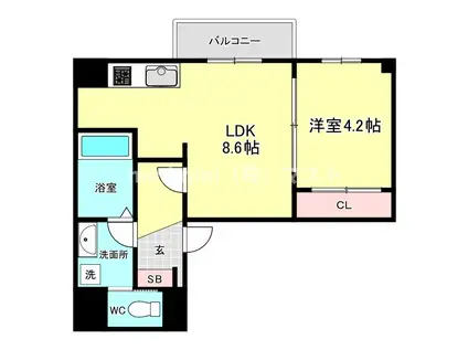 WIZABENO(1LDK/1階)の間取り写真