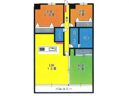 ロータスハウス(3LDK/1階)の間取り写真