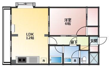 メゾン・ドゥ・ヴァン上赤江(1LDK/4階)の間取り写真