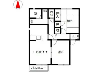 パレス和田ヶ崎B(2LDK/1階)の間取り写真