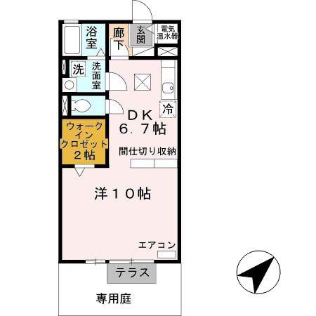 メイプルコート佐土(1DK/1階)の間取り写真