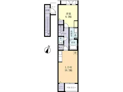VIT.E(1LDK/2階)の間取り写真