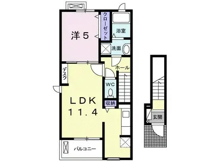 グランソレイユ(1LDK/2階)の間取り写真