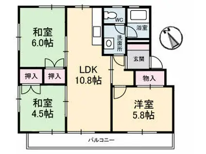 コーポあまず(3LDK/3階)の間取り写真