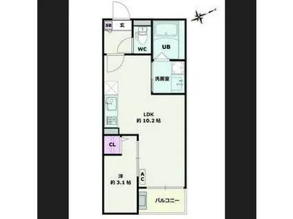 JACK SHINCHI II(1LDK/2階)の間取り写真