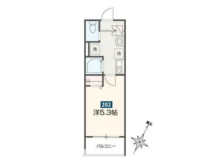 MELDIA小田急相模原Ⅱ(1K/1階)の間取り写真