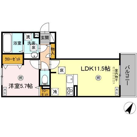 ミル・ルミエールII(1LDK/1階)の間取り写真