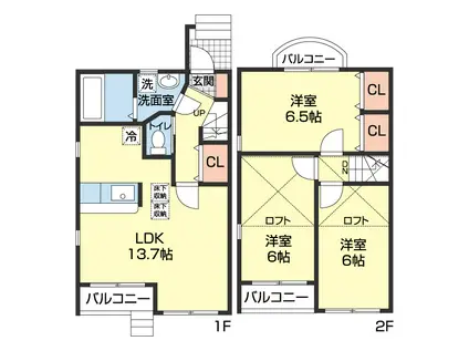 パンチュール(3LDK/1階)の間取り写真