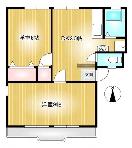 シティハイツ(2DK/2階)の間取り写真