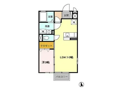 PETIT RIVIERE プティリヴィエール(1LDK/2階)の間取り写真