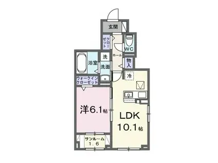 リヒトミューレ(1LDK/1階)の間取り写真