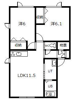 メゾンデュノール(2LDK/1階)の間取り写真