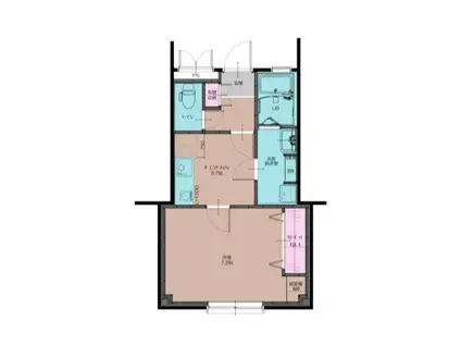 UビルII(1DK/3階)の間取り写真