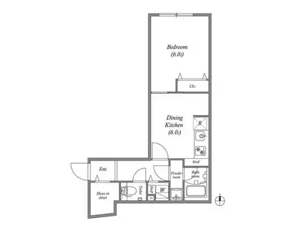 リーガランド神楽坂(1DK/4階)の間取り写真