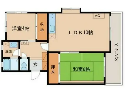 グランドハイツ南富山(2LDK/4階)の間取り写真