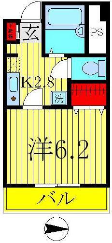 GMウエストハイツ(1K/3階)の間取り写真