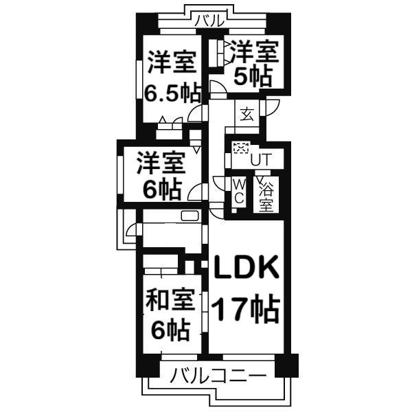 シンフォニアみなみが丘C棟(4LDK/6階)の間取り写真