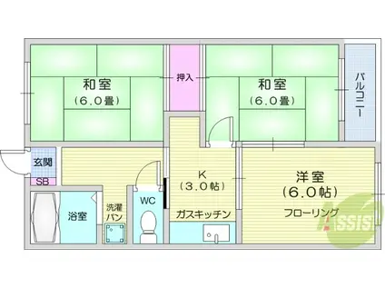 第二コーポ安久(3K/2階)の間取り写真