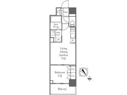 TS-COURT日本橋浜町(1LDK/8階)の間取り写真