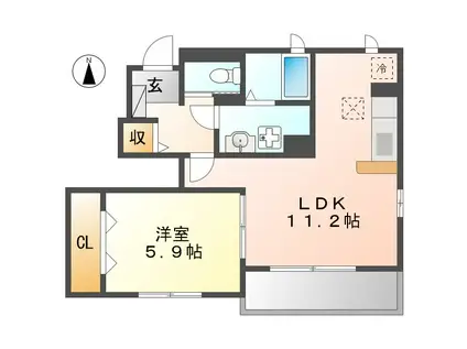 ポラリス(1LDK/1階)の間取り写真