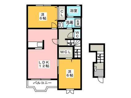 リバーサイドビラ河合(2LDK/2階)の間取り写真
