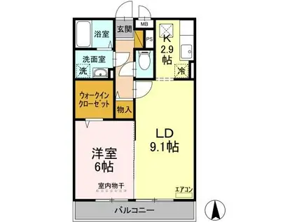 エミネンスM B棟(1LDK/1階)の間取り写真