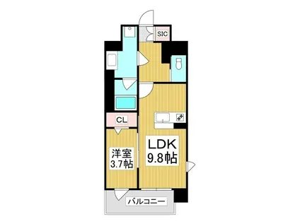 コンフォーティア広丘吉田III A棟(1LDK/3階)の間取り写真