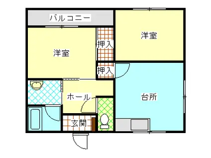 メゾンプリュネル(2DK/2階)の間取り写真