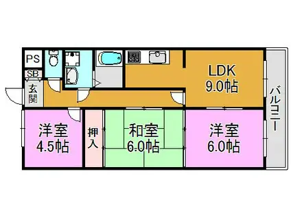 グランメール・シマノ(3LDK/2階)の間取り写真