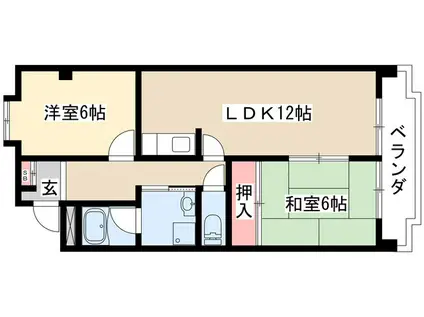 アイカピア植田(2LDK/2階)の間取り写真