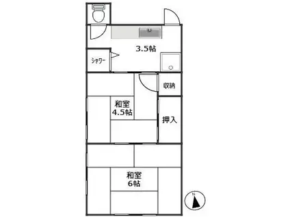 佐野荘(2K/2階)の間取り写真