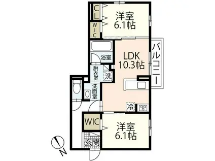 ヴェール高須(2LDK/1階)の間取り写真