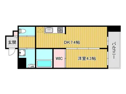 ファーストフィオーレ難波フォート(1DK/6階)の間取り写真