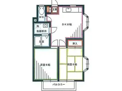 ヴィラ雅(2LDK/2階)の間取り写真