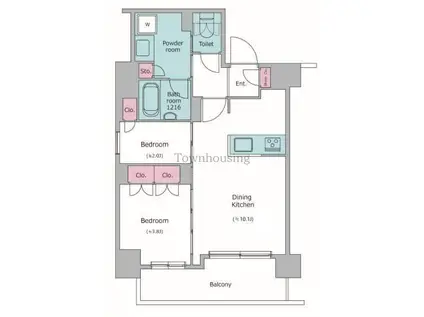 ドゥーエ菊川(2LDK/2階)の間取り写真