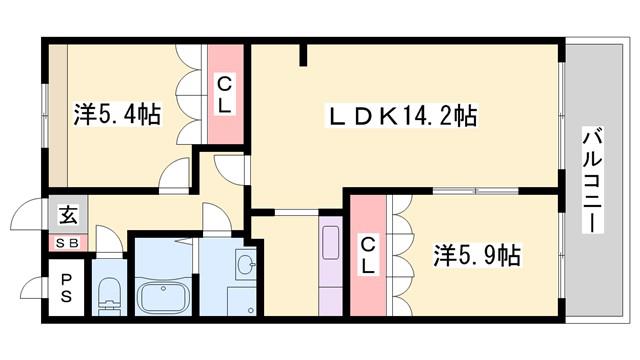 グローリアス(2LDK/2階)の間取り写真