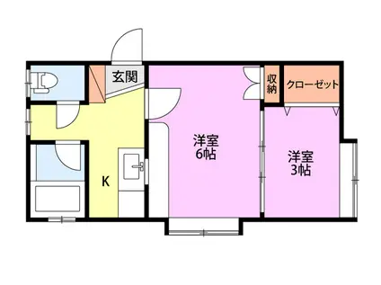 ウイング中木戸II(2K/1階)の間取り写真