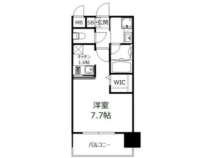 エンクレストベイ天神東II(1K/8階)の間取り写真