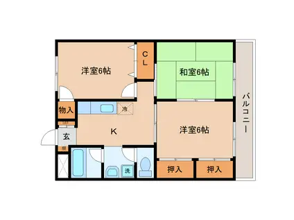 K.Lマンション(3DK/1階)の間取り写真