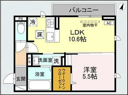 CLASSEUM幸西III(1LDK/2階)の間取り写真