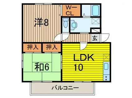 クレセント(2LDK/2階)の間取り写真