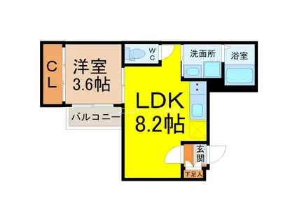 モンドグロッソ千種(1LDK/3階)の間取り写真